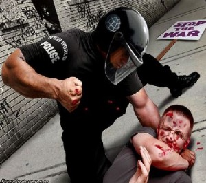 Police brutality with demonstrators in The US