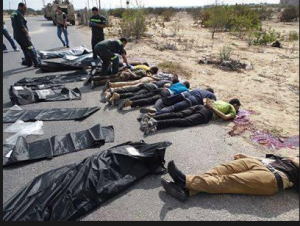 Images of the 25 soldiers bodies after the have been shot dead by Muslim Brotherhood terrorists 19 Aug 2013 Rafah AlArish Sinai