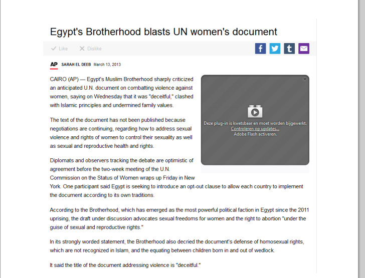 Brotherhood blasts UN women Document part 1