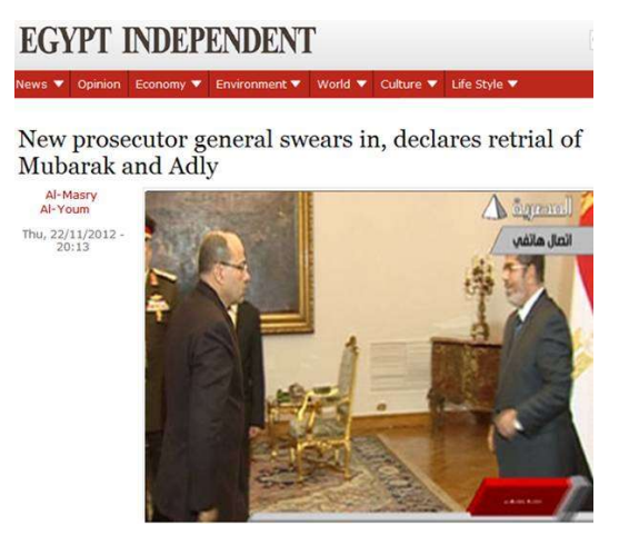 General prosecutor swears in and declares retrial of mubarak and his minister if interior