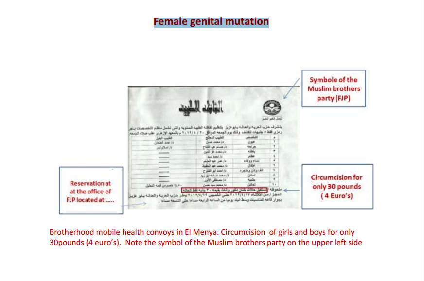 Muslim Brotherhood Political party calls and did Female genital mutation