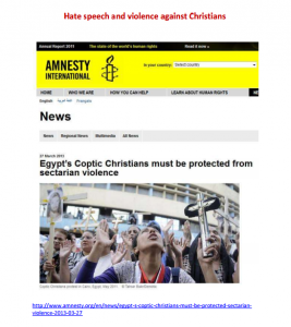Muslim Brotherhood and Islamist Currents Hate speech and violence against Christians