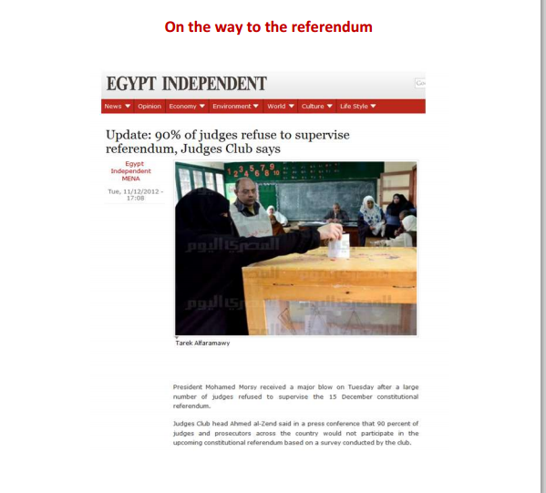 Referendum on the constitution 90 percent of judges refused to supervise the referendum voting
