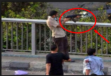 Brotherhood firing live ammunitions in their armed demonstrations Cairo Egypt - 6 October Bridge