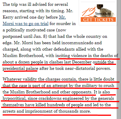 New york times despise Egyptian martyrs and victims killed and tortured by muslim brotherhood