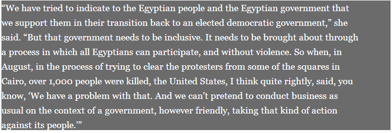 Susan Rice who supports African Dictators talks about human rights and Egyptian people's will