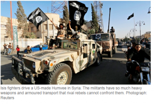 http://www.theguardian.com/world/2014/sep/08/isis-jihadis-using-arms-troop-carriers-supplied-by-us-saudi-arabia Reuters 8 September 2014