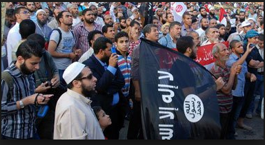 Muslim Brotherhood carrying ISIS flags in Cairo